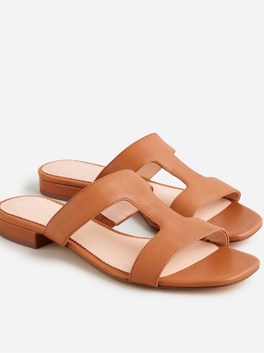 J Crew Hazel Cutout Leather Sandals  in Rich Oak 7.5